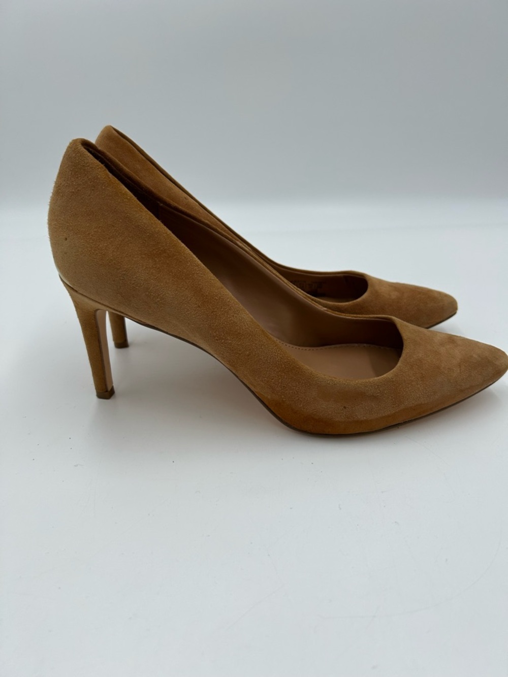 Calvin Klein Cognac Suede Pointed-Toe Pumps - Picture 2 of 9